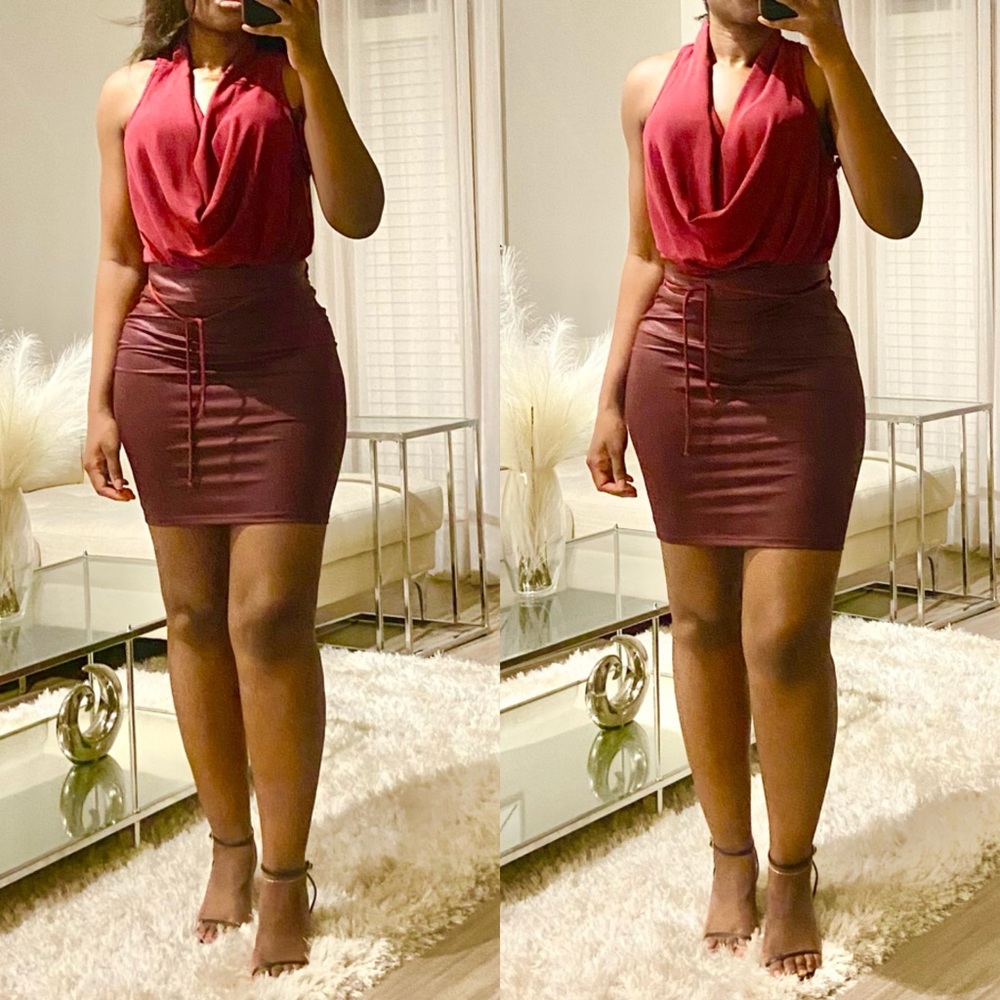 Burgundy Cowl Neck Top
